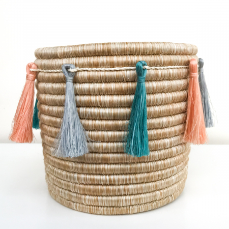 Medium Sutton Basket with Joyful Tassel Strand