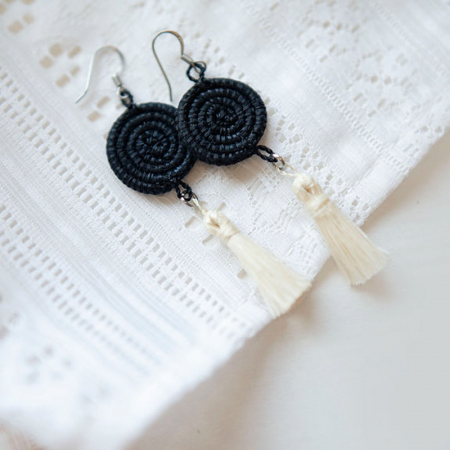 Black inshunda tassel earring