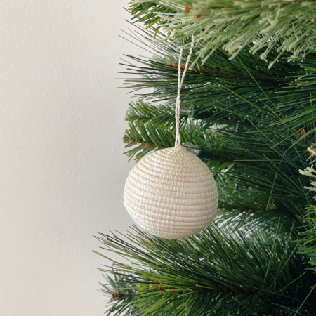 White Woven Ball Ornament - Image 4